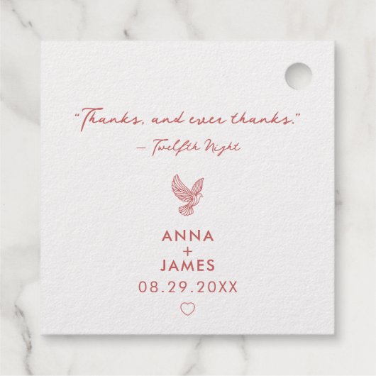 Moderne Hochzeit Minimalistisch Elegante Romeo und Geschenkanhänger (Rückseite)