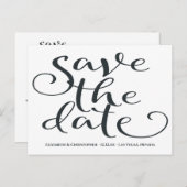 Moderne Hochzeit Minimalistisch Save the Date grau Postkarte (Vorne/Hinten)