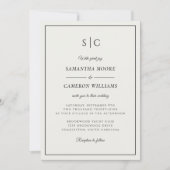 Moderne Hochzeit Minimalistische Monogramm Creme & Einladung (Vorderseite)