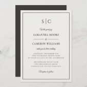 Moderne Hochzeit Minimalistische Monogramm Creme & Einladung (Vorne/Hinten)