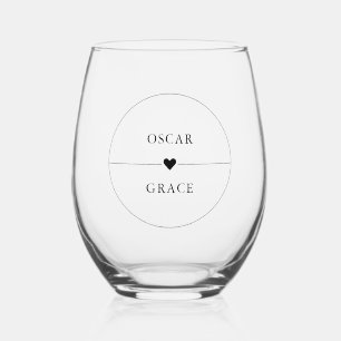 Moderne Hochzeit Minimalistischer Name mit schwa Weinglas Ohne Stiel