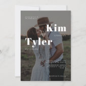 Moderne Hochzeit mit 2 Foto Schwarzweiß-Typografie Einladung (Vorderseite)