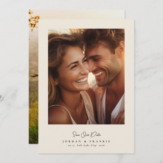 moderne Hochzeit mit 2 Fotos Save The Date (Vorne/Hinten)
