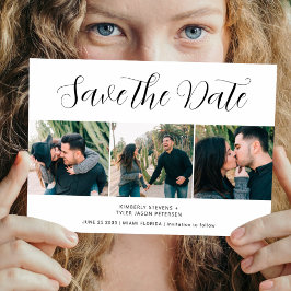 Moderne Hochzeit mit 3 Fotos Save The Date
