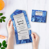 Moderne Hochzeit mit Abstraktem Ölgemälde in Navy All In One Einladung