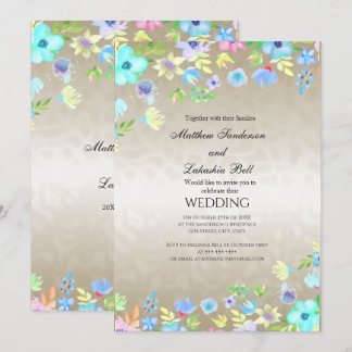 Moderne Hochzeit mit Aquamarinen Blume Einladung