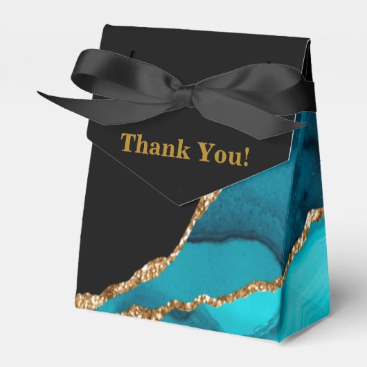 Moderne Hochzeit mit Aquamarinen und goldenen Agat Geschenkschachtel (Vorderseite)