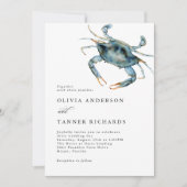 Moderne Hochzeit mit blauem Krabbenkraut Einladung (Vorderseite)