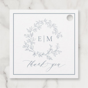 Moderne Hochzeit mit blauem Wappen Geschenkanhänger