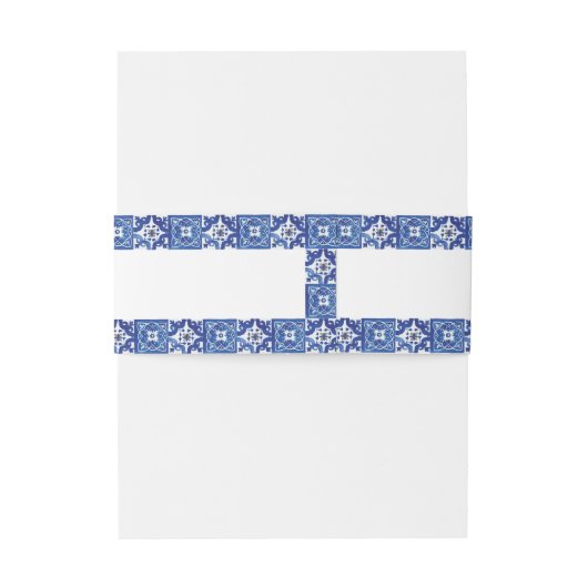 Moderne Hochzeit mit blauem weißem Mittelmeer Einladungsbanderole (Rückseitenbeispiel)