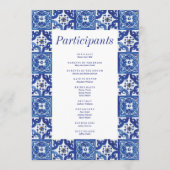 Moderne Hochzeit mit blauem weißem Mittelmeer Programm (Rückseite)