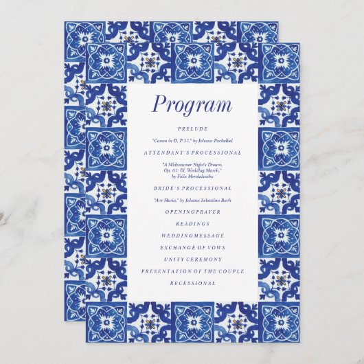 Moderne Hochzeit mit blauem weißem Mittelmeer Programm (Vorne/Hinten)