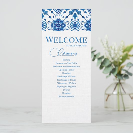 Moderne Hochzeit mit blauen Mosaiken Programm (Stehend Vorderseite)