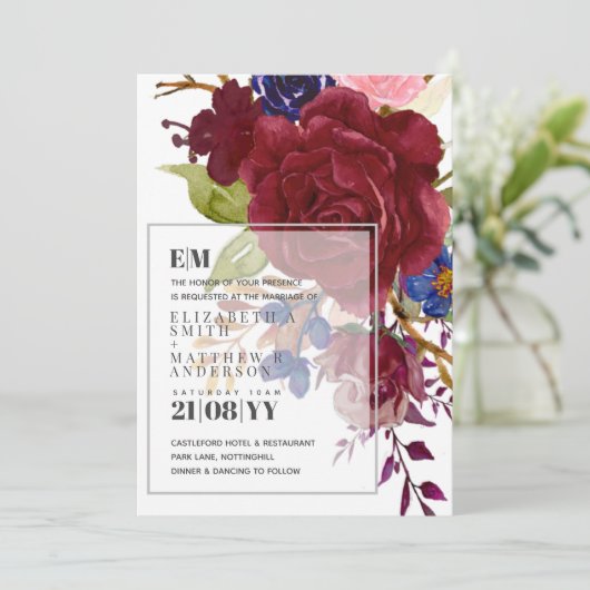 Moderne Hochzeit mit blauen Rose (Stehend Vorderseite)