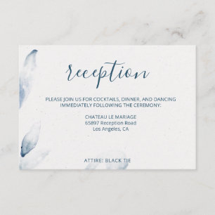Moderne Hochzeit mit blauen Wasserfarben Begleitkarte