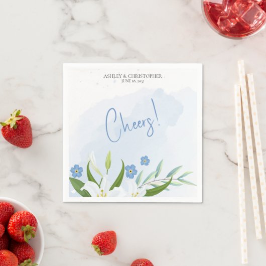 Moderne Hochzeit mit blauer Flora Serviette (Beispiel)