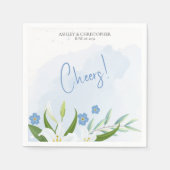 Moderne Hochzeit mit blauer Flora Serviette (Vorderseite)