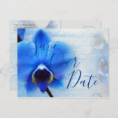 Moderne Hochzeit mit Blauer Orchidee Postkarte (Vorne/Hinten)