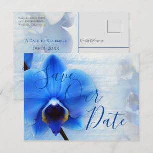 Moderne Hochzeit mit Blauer Orchidee Postkarte