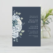 Moderne Hochzeit mit blauer Wasserfarbe Einladung (Stehend Vorderseite)