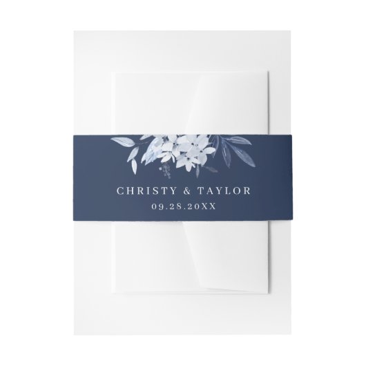 Moderne Hochzeit mit blauer Wasserfarbe Einladungsbanderole (Vorderseite Beispiel)