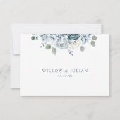 Moderne Hochzeit mit blauer Wasserfarbe RSVP Karte (Rückseite)