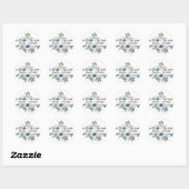 Moderne Hochzeit mit blauer Wasserfarbe Runder Aufkleber (Blatt)