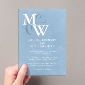 Moderne Hochzeit mit Blaumeer-Monogramm Acryleinladungen (Insitu (Handheld))