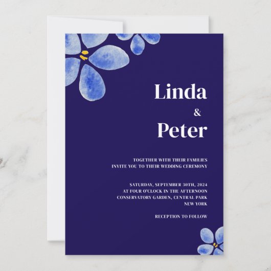 Moderne Hochzeit mit blühenden Wasserfarben Einladung (Vorderseite)