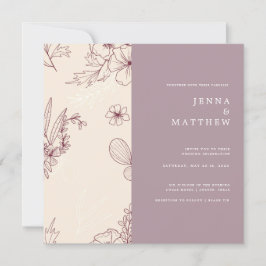 Moderne Hochzeit mit Blumen Einladung