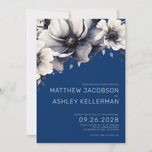 Moderne Hochzeit mit Blumen Einladung