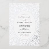 Moderne Hochzeit mit Blumen Folieneinladung (Vorderseite)