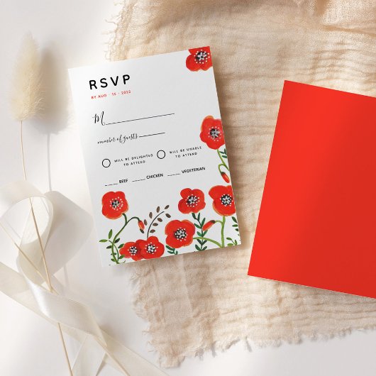 Moderne Hochzeit mit Blumen - RSVP Card