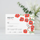 Moderne Hochzeit mit Blumen - RSVP Card Karte (Stehend Vorderseite)