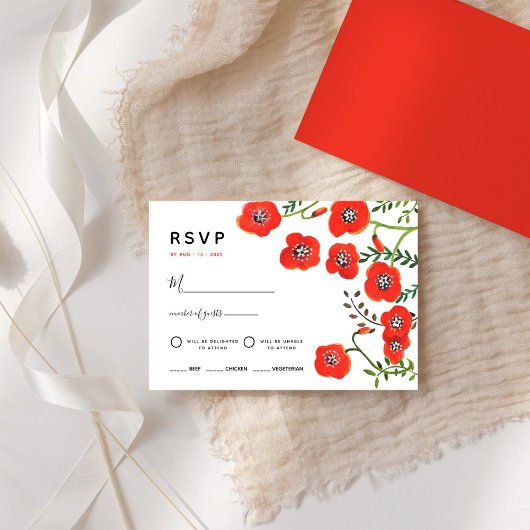 Moderne Hochzeit mit Blumen - RSVP Card Karte