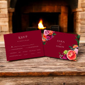 Moderne Hochzeit mit Blumen RSVP Karte