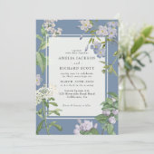 Moderne Hochzeit mit Blumen und Weiß Einladung (Stehend Vorderseite)