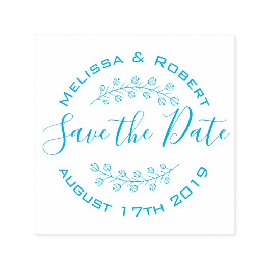 Moderne Hochzeit mit Blumenkranz retten das Datum Permastempel (Design)