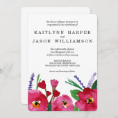 Moderne Hochzeit mit Blumenwasser Einladung (Vorne/Hinten)