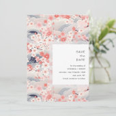 Moderne Hochzeit mit Blush Waves Sakura Blüten Save The Date (Stehend Vorderseite)