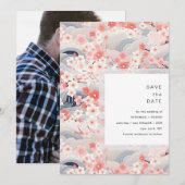 Moderne Hochzeit mit Blush Waves Sakura Blüten Save The Date (Vorne/Hinten)