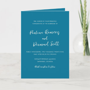 Moderne Hochzeit mit einfachem blauen QR-Code Einladung