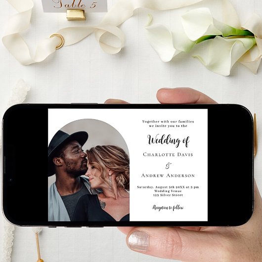 Moderne Hochzeit mit einfachem Foto Einladung