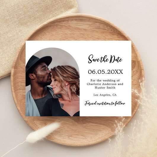 Moderne Hochzeit mit einfachem Foto Save The Date