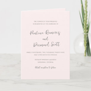 Moderne Hochzeit mit einfachem QR-Code in Rosa Einladung