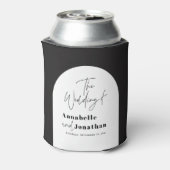 Moderne Hochzeit mit elegantem Drehbuch in Schwarz Dosenkühler (Kanne Rückseite)