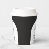 Moderne Hochzeit mit elegantem Drehbuch in Schwarz Pappbecher (Links)