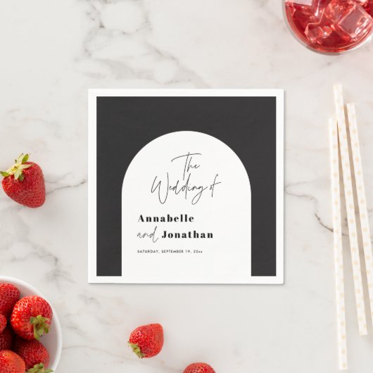 Moderne Hochzeit mit elegantem Drehbuch in Schwarz Serviette (Beispiel)