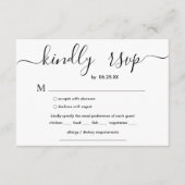 Moderne Hochzeit mit elegantem Skript- und Speisea Begleitkarte (Vorderseite)