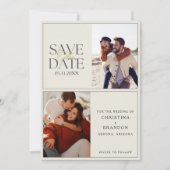 Moderne Hochzeit mit eleganten zwei Fotos Save The Date (Vorderseite)
